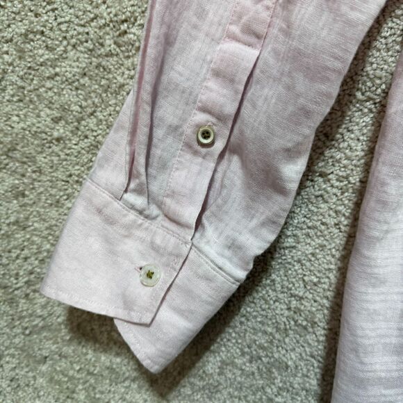 Tommy Bahama Shirt Men's XXL Pink Textured Plaid Pocket Long Sleeve Linen Blend - Picture 10 of 12